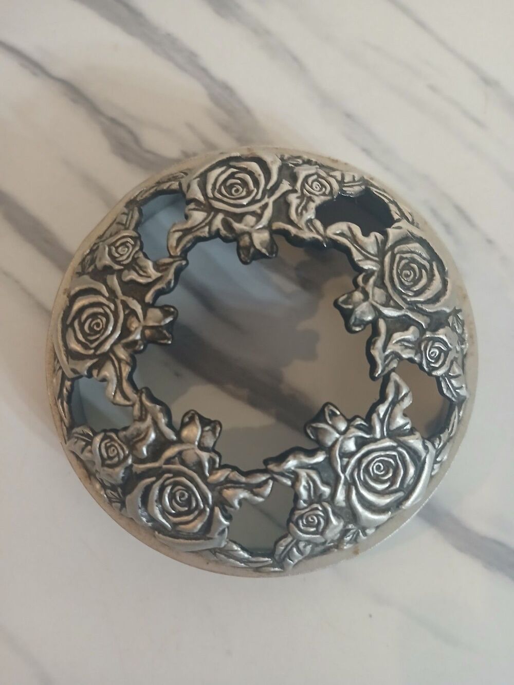 Yankee Candle Illuma Lid Topper Vining Roses Silver Tone Romantic Cottage Rare